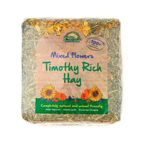 hay for rabbits with dried flowers