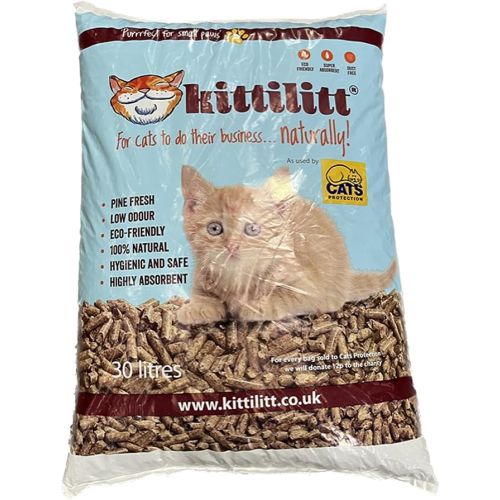 KittiLitt Premium 100% Natural Wood Pellet Cat Litter 30L