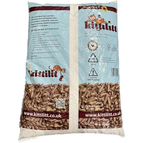 KittiLitt Premium 100 Natural Wood Pellet Cat Litter 30L