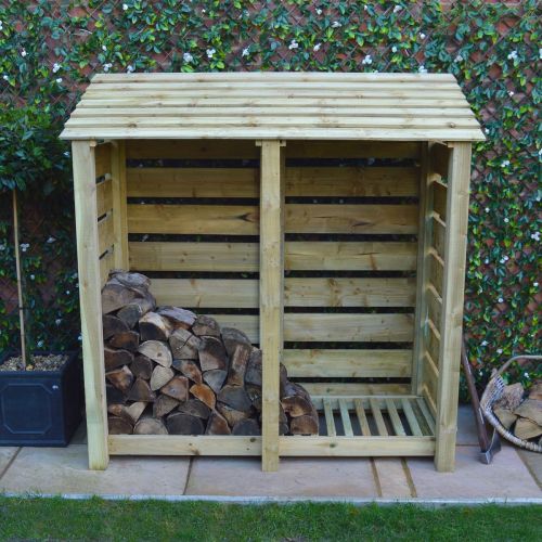 Hambleton Log Store - 6ft x 6ft Light Green Slatted sides