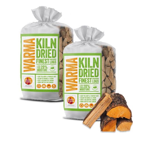 2 x Pack Warma Kiln Dried Hardwood Firewood Logs Fire Burner Large Pizza Oven