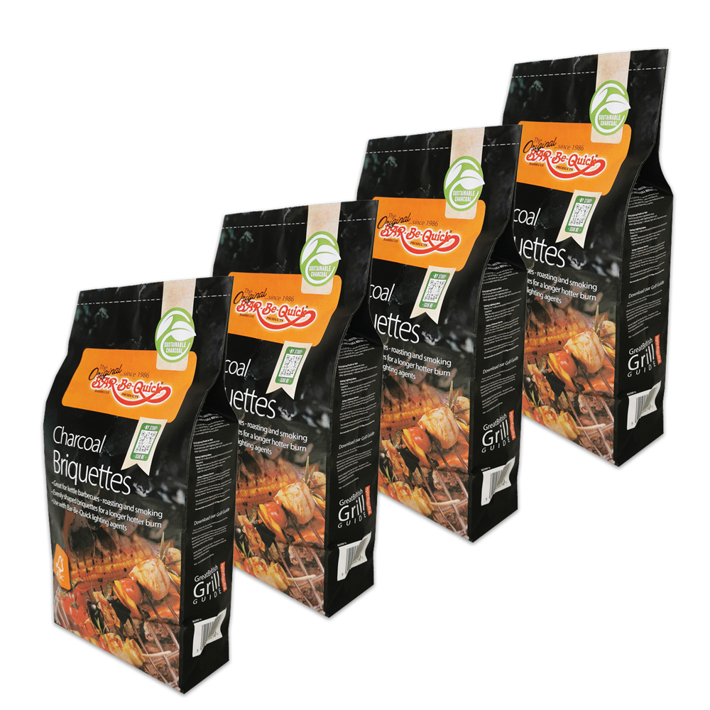 4 Bags of Premium Charcoal Briquettes for Your Barbecue