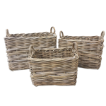 Rectangle Baskets with Ear Handles 2 x 2 Weave - Large
