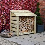 Greetham Log Store - 4ft x 4ft Light Green Slatted sides