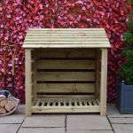 Greetham Log Store - 4ft x 4ft Light Green Slatted sides