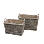 Rectangular Log Basket with handles