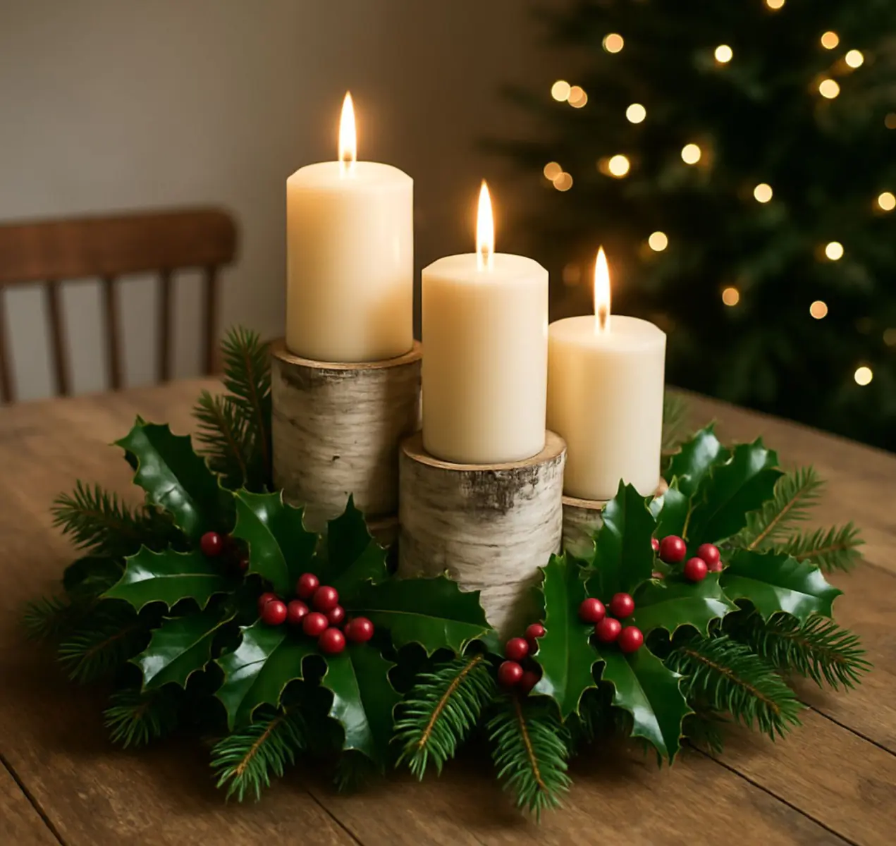 decorative log candle holders