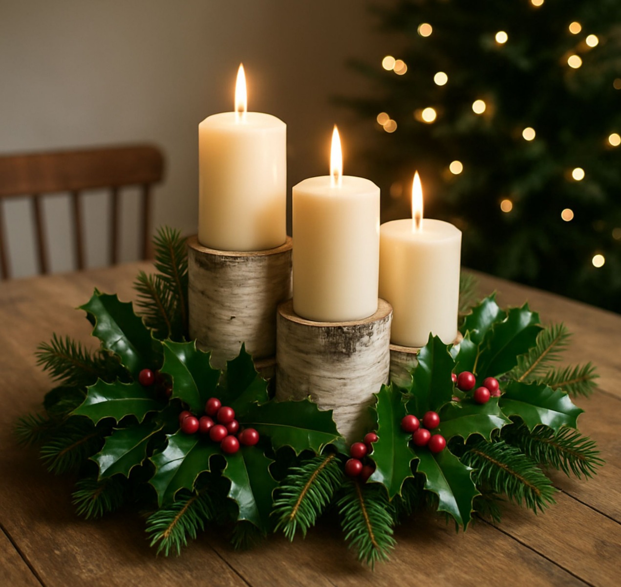 decorative log candle holders